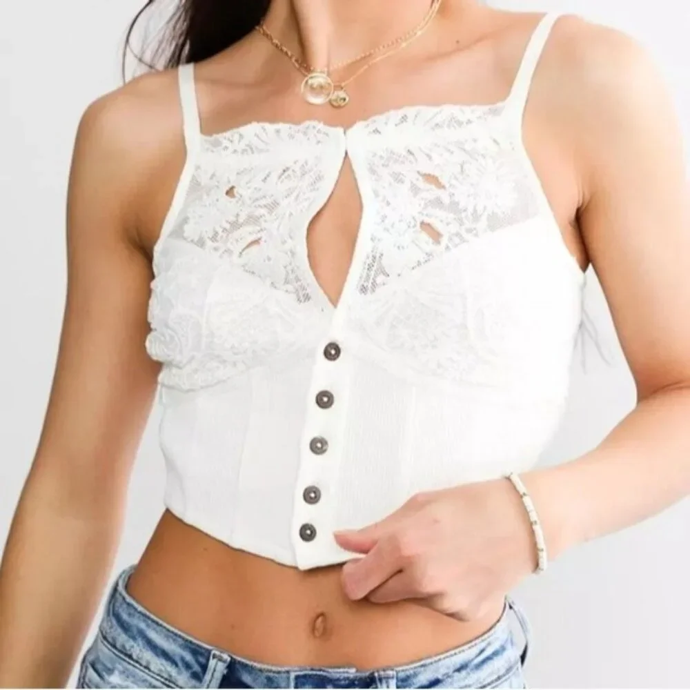 NEW Free People Have My Heart Cropped Tank Top